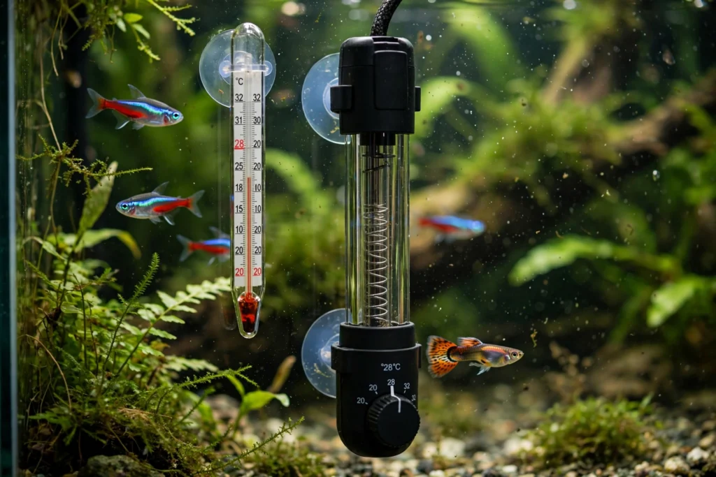 Aquarium heater for ich heat treatment