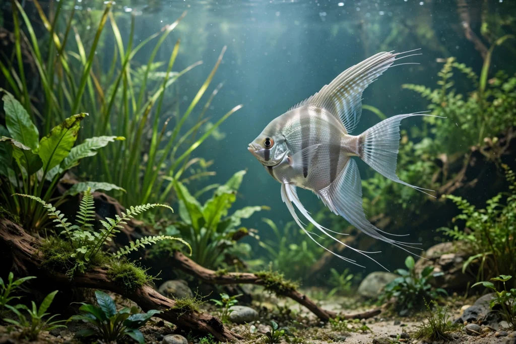 Angelfish in a planted tank
