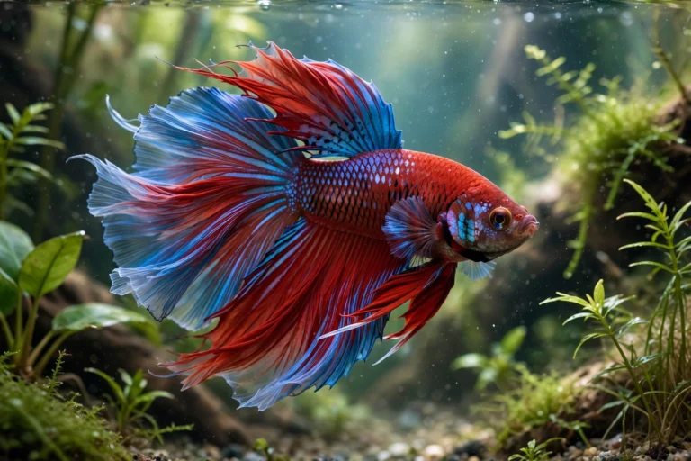 How long can betta fish go without food — vibrant betta fish in planted aquarium