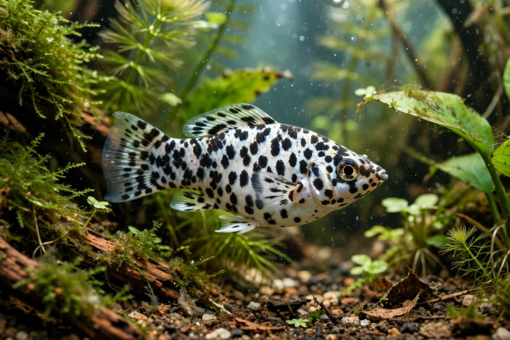 Corydoras catfish on aquarium substrate