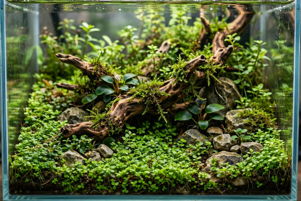 Lush planted nano aquascape