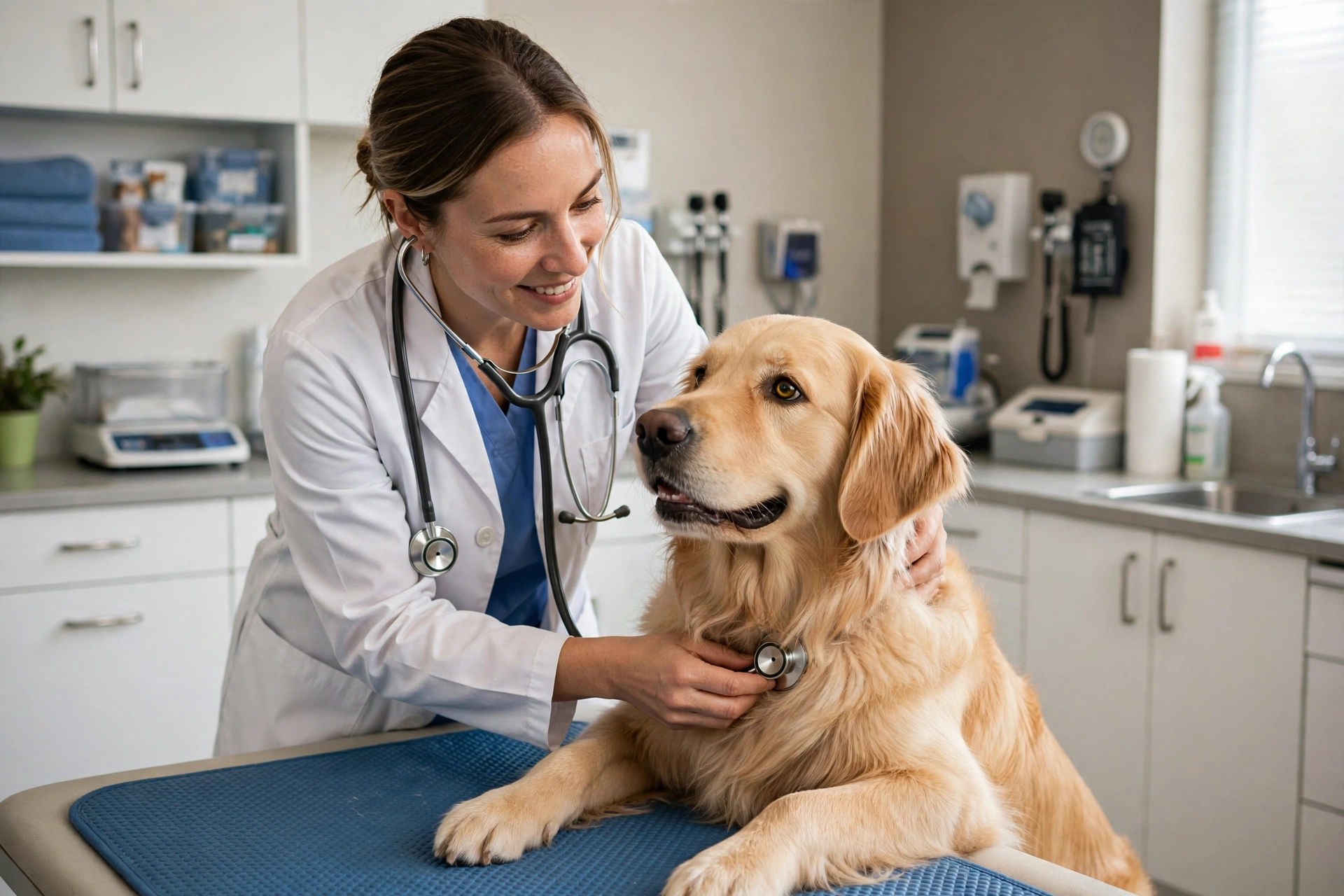 Dog owner reading a pet food recall notice
